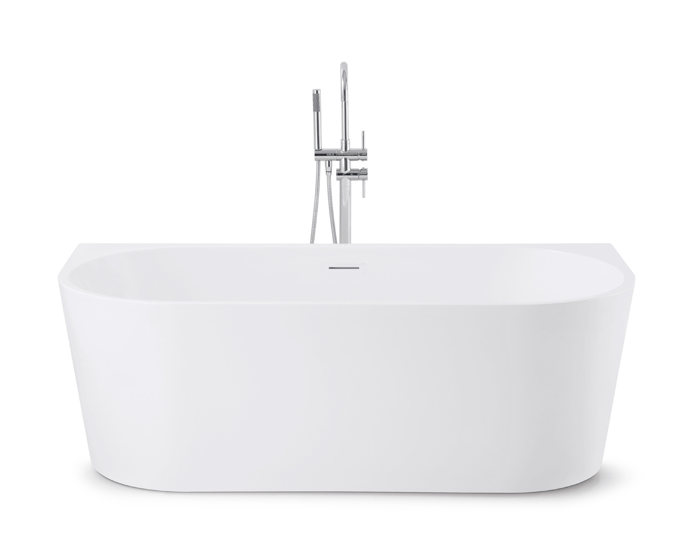 Evoque Classic Back to Wall Bathtub 1500mm — Gloss White