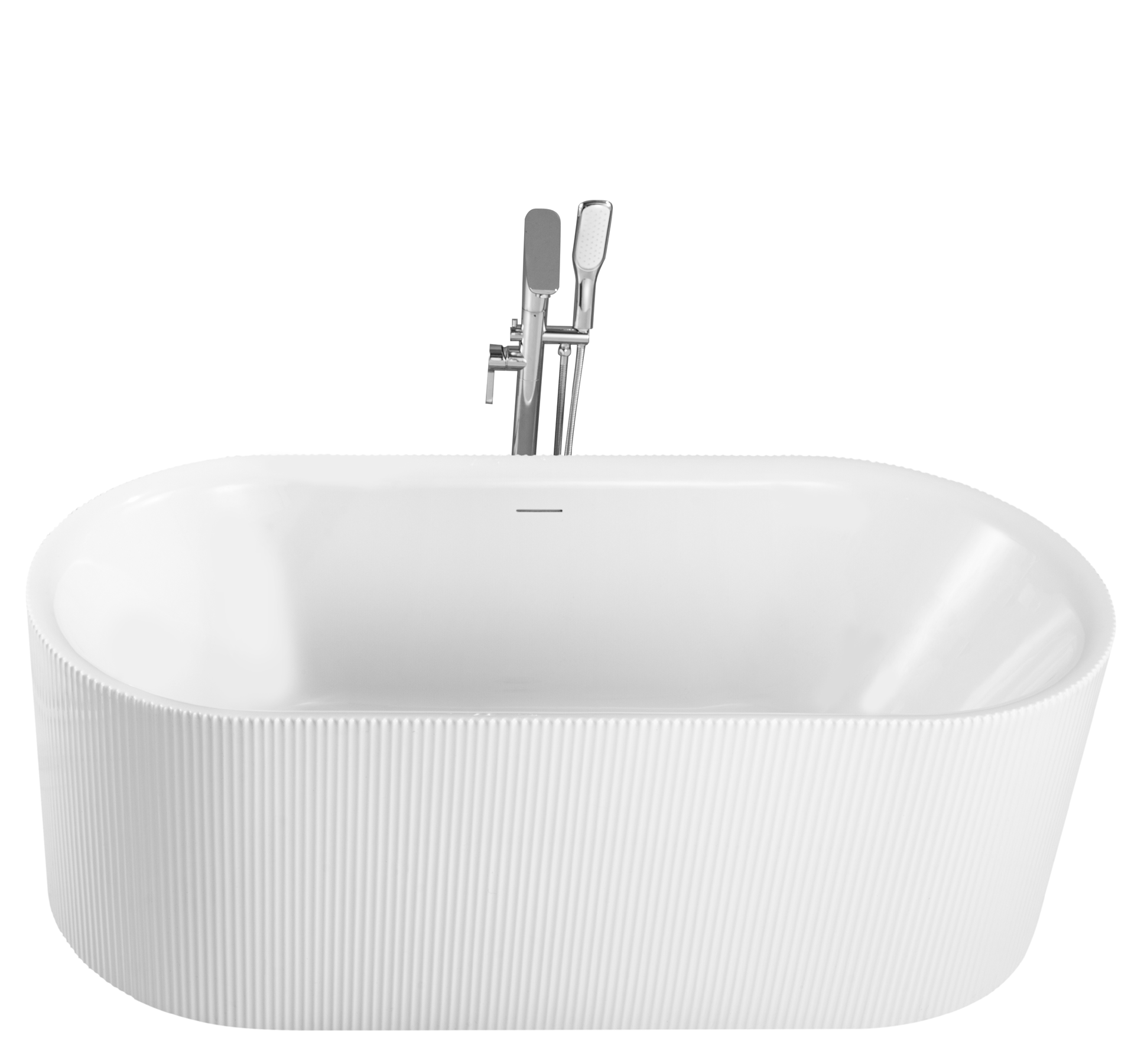 Serenique Fluted Freestanding Bathtub 1500mm — Gloss White
