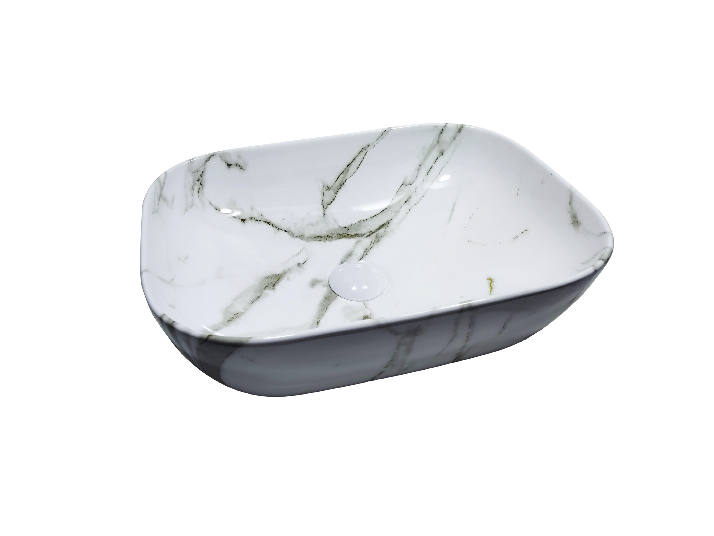 Cuboid Countertop Basin — Calacatta — Calacatta
