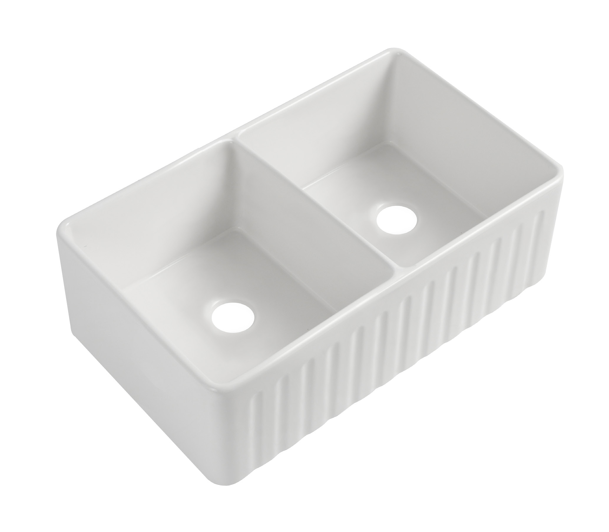 Farmhouse Double Bowl Sink — Gloss White