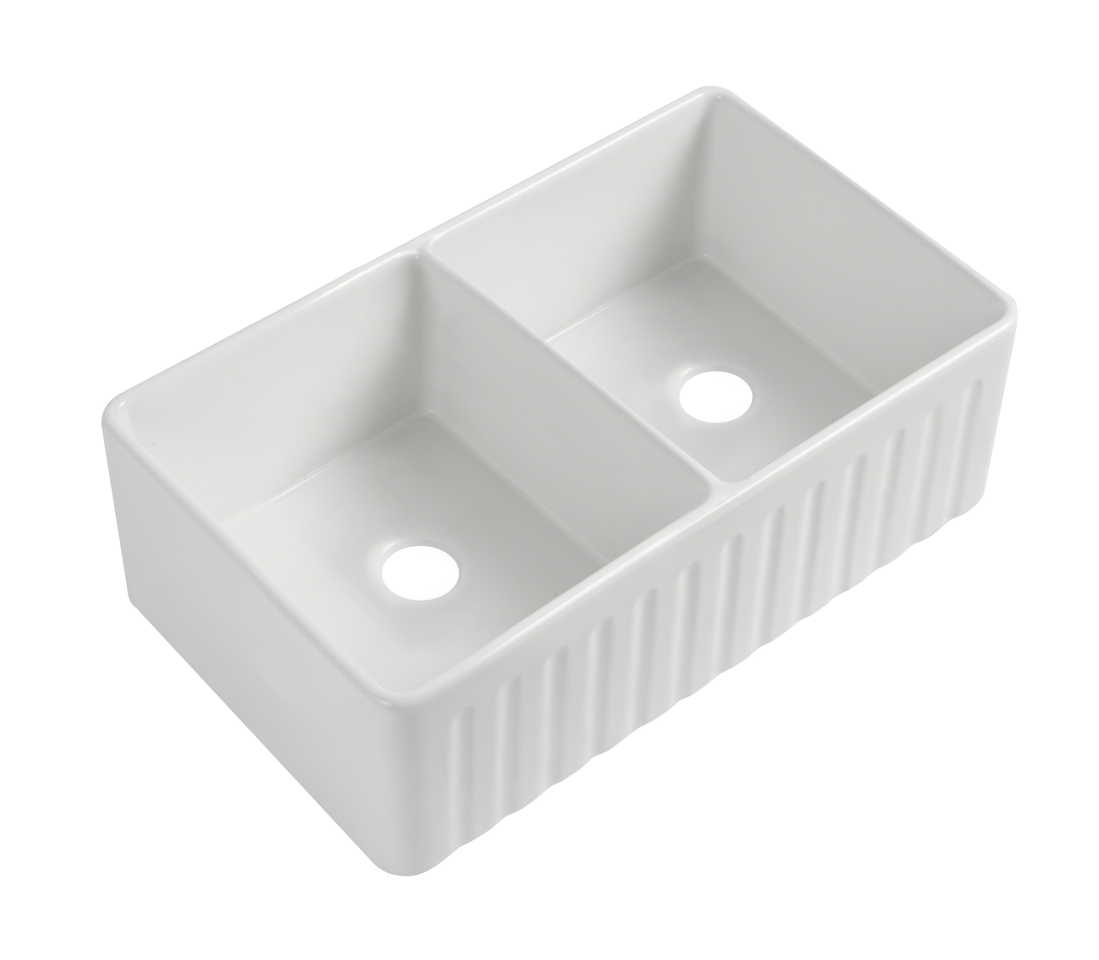 Farmhouse Double Bowl Sink — Gloss White